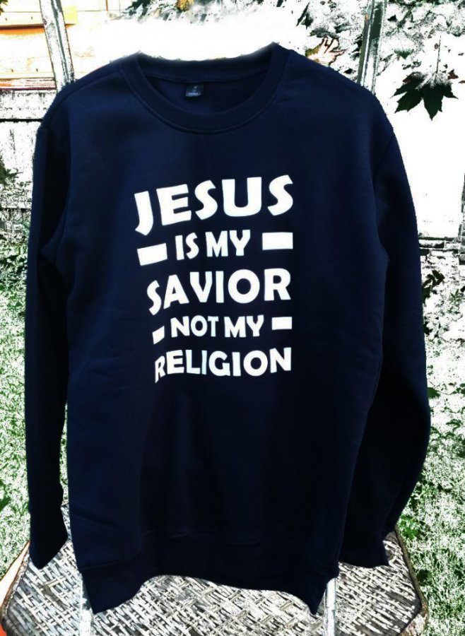 Толстовка Jesus is my savior Not my religion (цвет темно-синий) Толстовка Jesus is my savior Not my religion (цвет темно-синий)