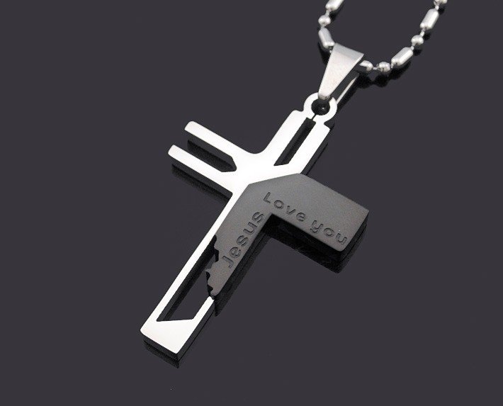 Кулон в виде креста из нержавеющей стали. Jesus love you Кулон в виде креста из нержавеющей стали. Jesus love you