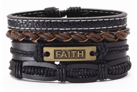 БРАСЛЕТ КОЖАНЫЙ с металлической вставкой FAITH БРАСЛЕТ КОЖАНЫЙ с металлической вставкой FAITH