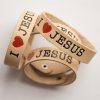 БРАСЛЕТ из натуральной кожи. I love Jesus (сердце) разных цветов